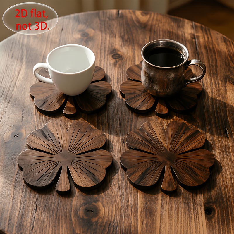 4Pcs 2D Flat Clover Wooden Coa - огляд і ціна Xbloom Coffee Tea
