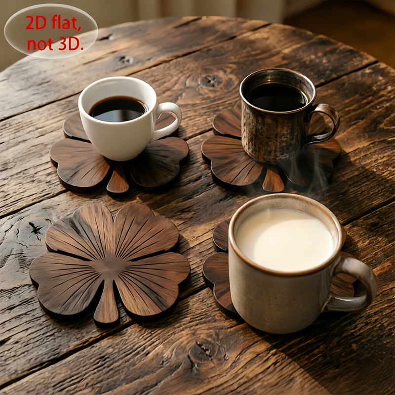 4Pcs 2D Flat Clover Wooden Coa - огляд і ціна Xbloom Coffee Tea