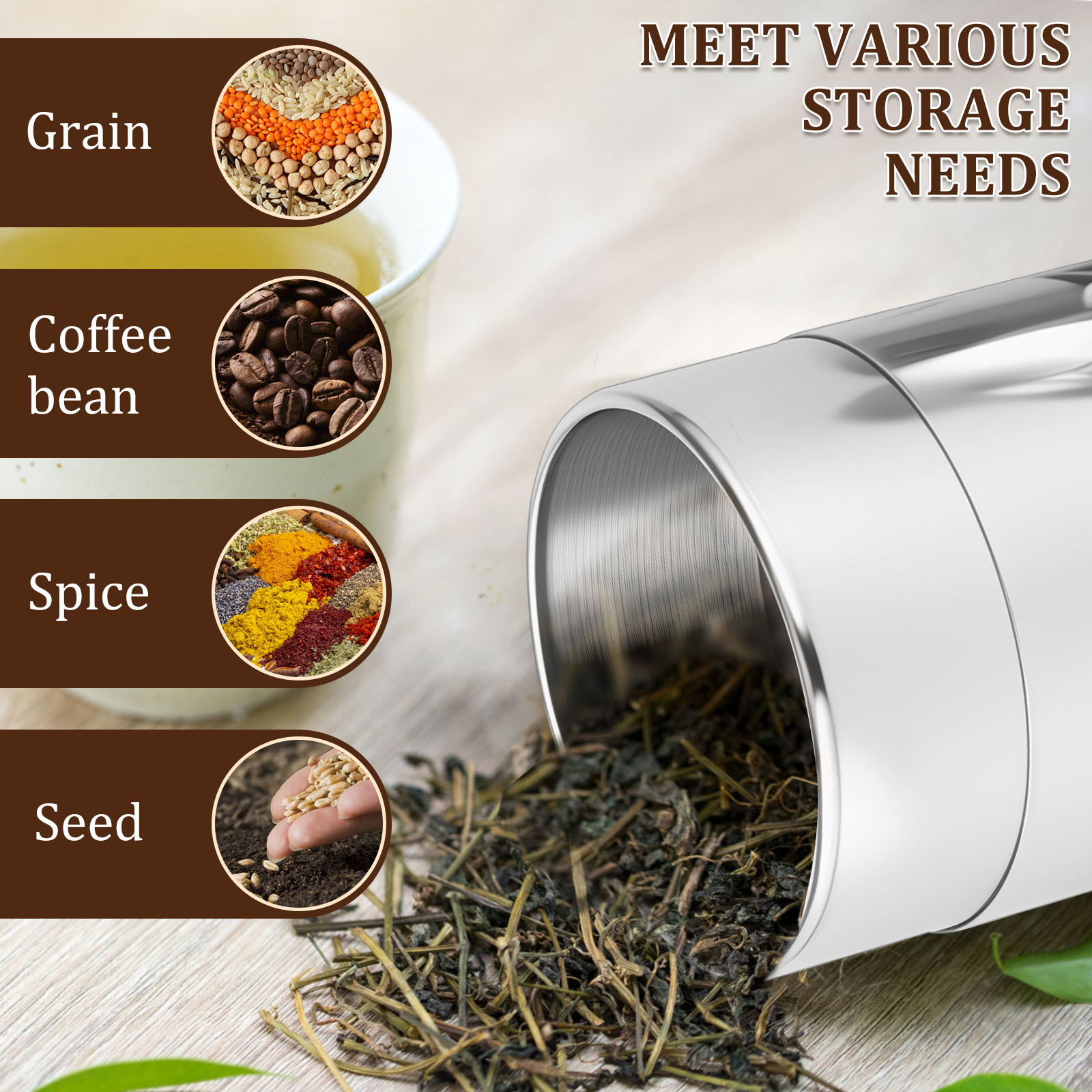 Stainless Steel Tea Leaf Tins  - огляд і ціна Coffee Tea Sugar